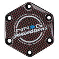 NRG Carbon Fiber w/ Red Texalium Fabrics Horn Delete Button Circular Logo Front/ Back
