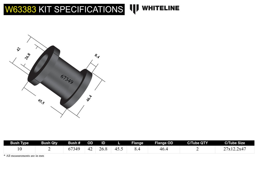 CONTROL ARM UPPER OUTER BUSHING IN HUB STANDARD REPLACEMENT