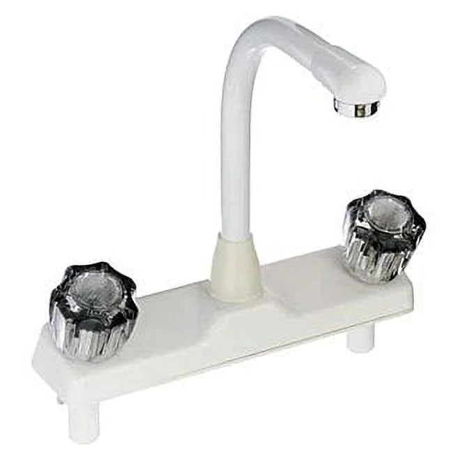 UTOPIA 8IN KITCHEN FAUCET W/HIGH RISE SPOUT WHITE W/SMOKED HANDLES