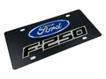 2009 F250 BADGE L/W BLUE OVAL MIRROR OUTLINE CARBON STEEL LICENSE PLATE