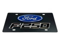 2009 F250 BADGE L/W BLUE OVAL MIRROR OUTLINE CARBON STEEL LICENSE PLATE
