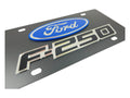 2009 F250 BADGE L/W BLUE OVAL MIRROR OUTLINE CARBON STEEL LICENSE PLATE