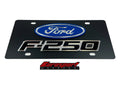 2009 F250 BADGE L/W BLUE OVAL MIRROR OUTLINE CARBON STEEL LICENSE PLATE