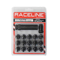 Raceline Spline Lug Nut Kit with Spline Key 12 x 1.25 - 16 Pack - Black