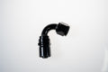 12 AN 120 DEGREE CRIMP STYLE HOSE END W/ BLACK COLLAR BLACK