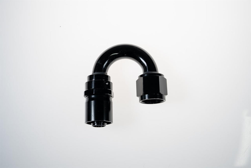 10 AN 180 DEGREE CRIMP STYLE HOSE END W/ BLACK COLLAR BLACK