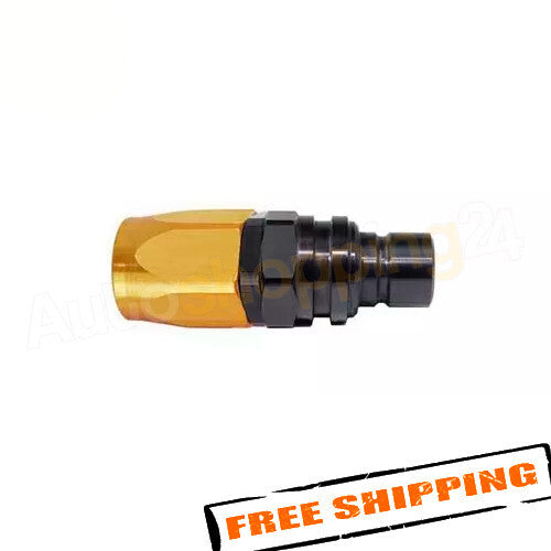Q/R #6 Str Hose End Plug Valved  Gold/Black