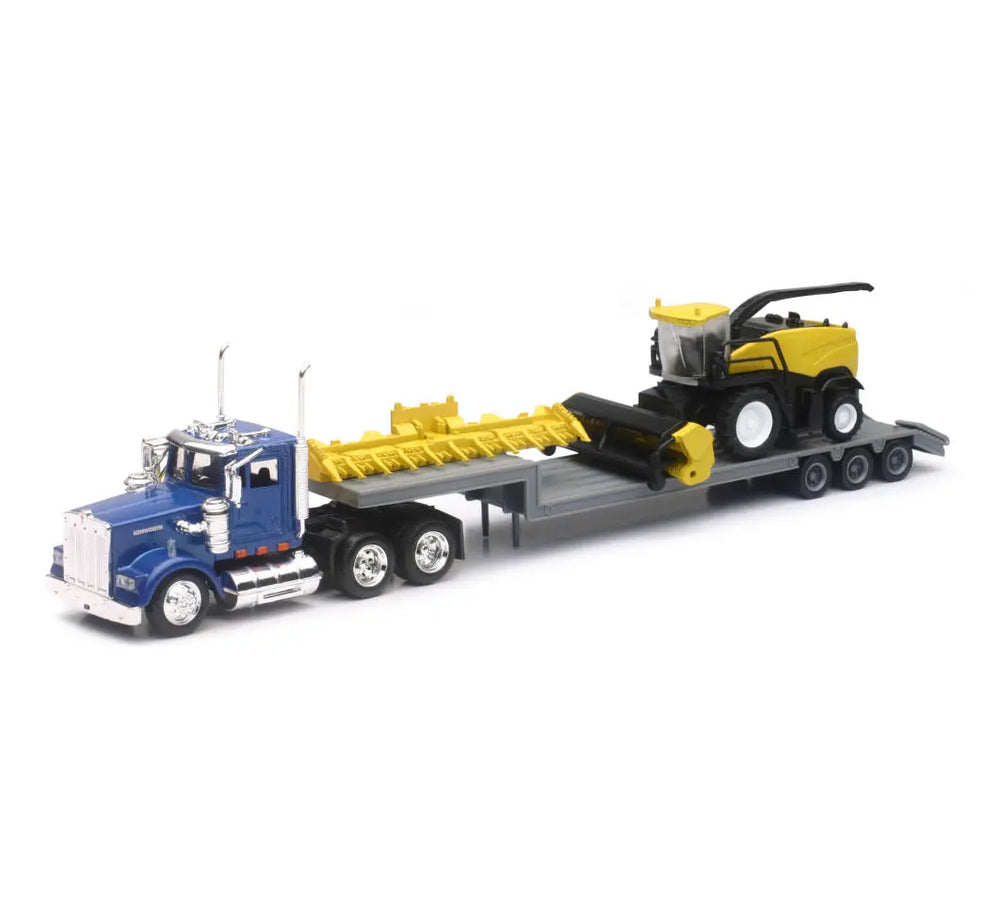 New Ray Toys Kenworth Lowboy with New Holland Harvester FR920/ Scale - 1:43