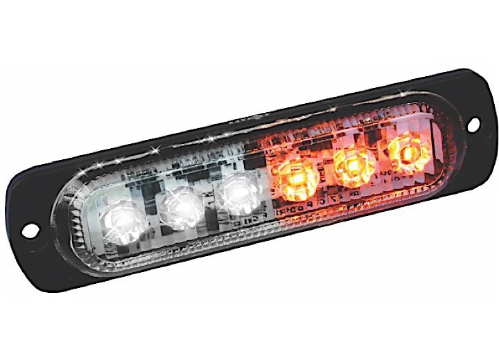 AMBER WHITE LED ULTRA SLIM STROBE 6WATT CREE 480 LUMENS 4 1/2 INLONG 19 FLA