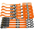 Rhino USA Medium Duty Ratchet Strap Tie-Down 4-Pack (Orange)