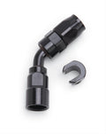 Russell Performance 3/8in SAE Quick Disc Female to -6 Hose Black 45 Degree Hose End