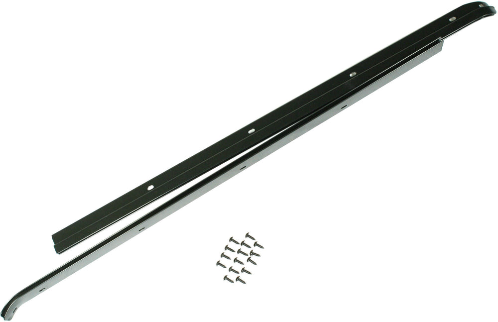 ~(2 lbs. 28X4X2)~ Windshield Channel Black Jeep 76-95 CJ7/Wrangler Toyota 64-84 Landcruiser; 2-piece drill-in style with self-tapping screws