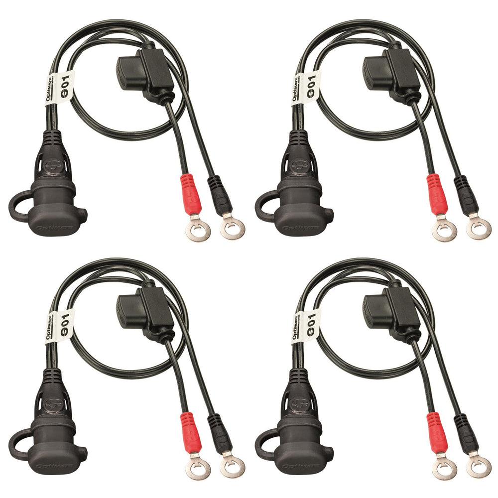 OPTIMATE CABLE WEATHERPROOF BATTERY LEAD POWERSPORT BLACK RED & GREEN PACK OF 4