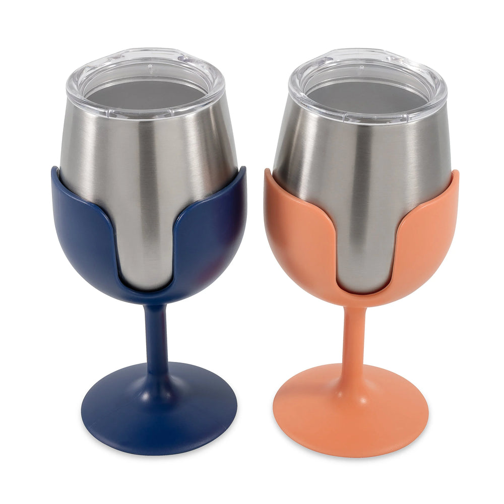 LIBATC WINE TUMBLER 2PACK 8OZ. (NAVY/PEACH)