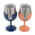 LIBATC WINE TUMBLER 2PACK 8OZ. (NAVY/PEACH)