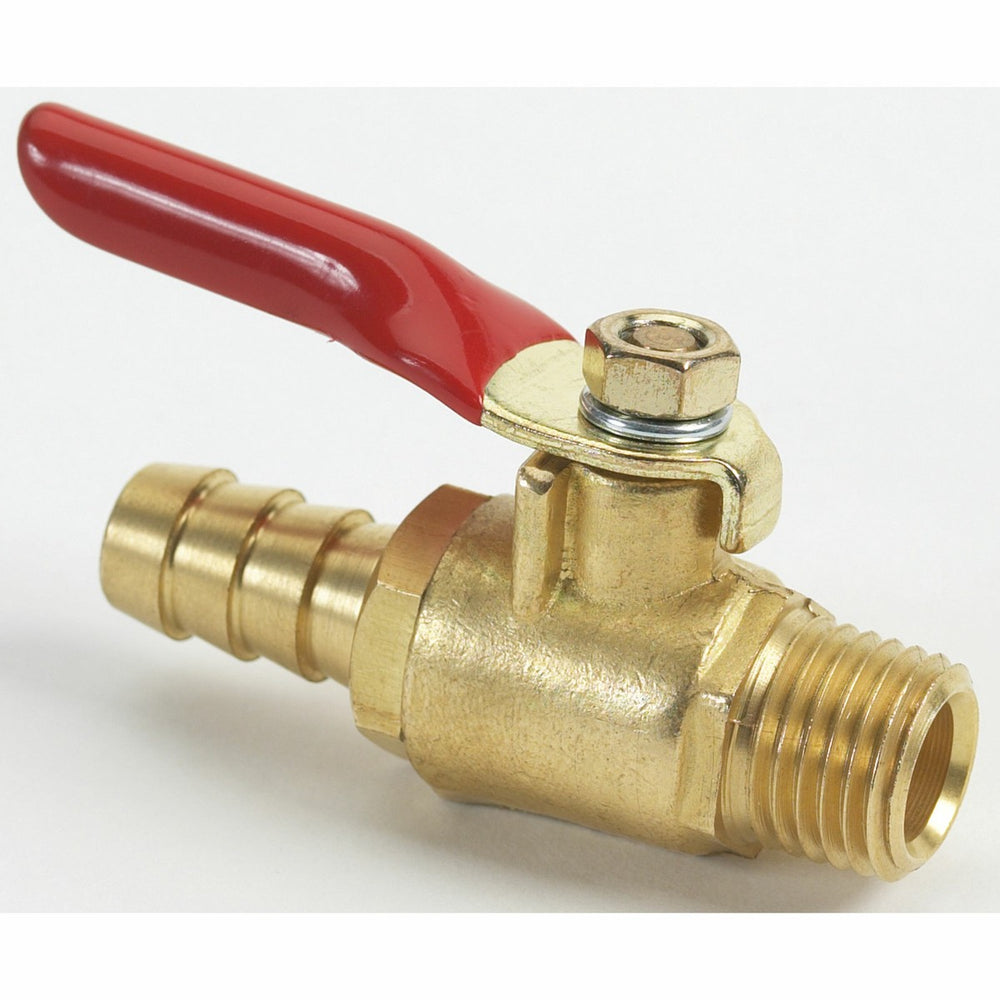 BRASS SHUTOFF 1/4IN NPT MPRT 3/8IN BARB