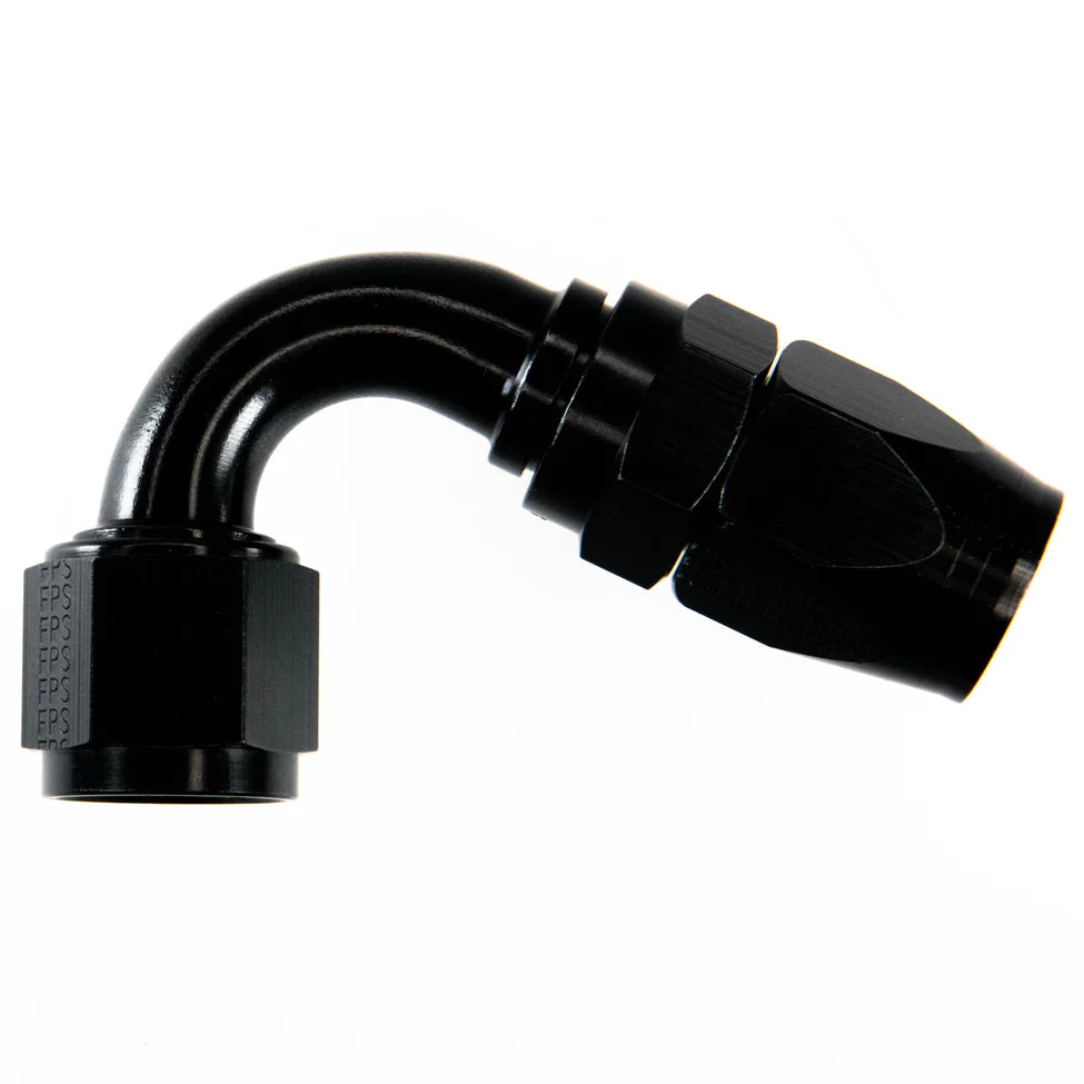 #6 REAL STREET X 120 DEGREE 3/8 EFI QUICK DISCONNECT HOSE END BLACK.
