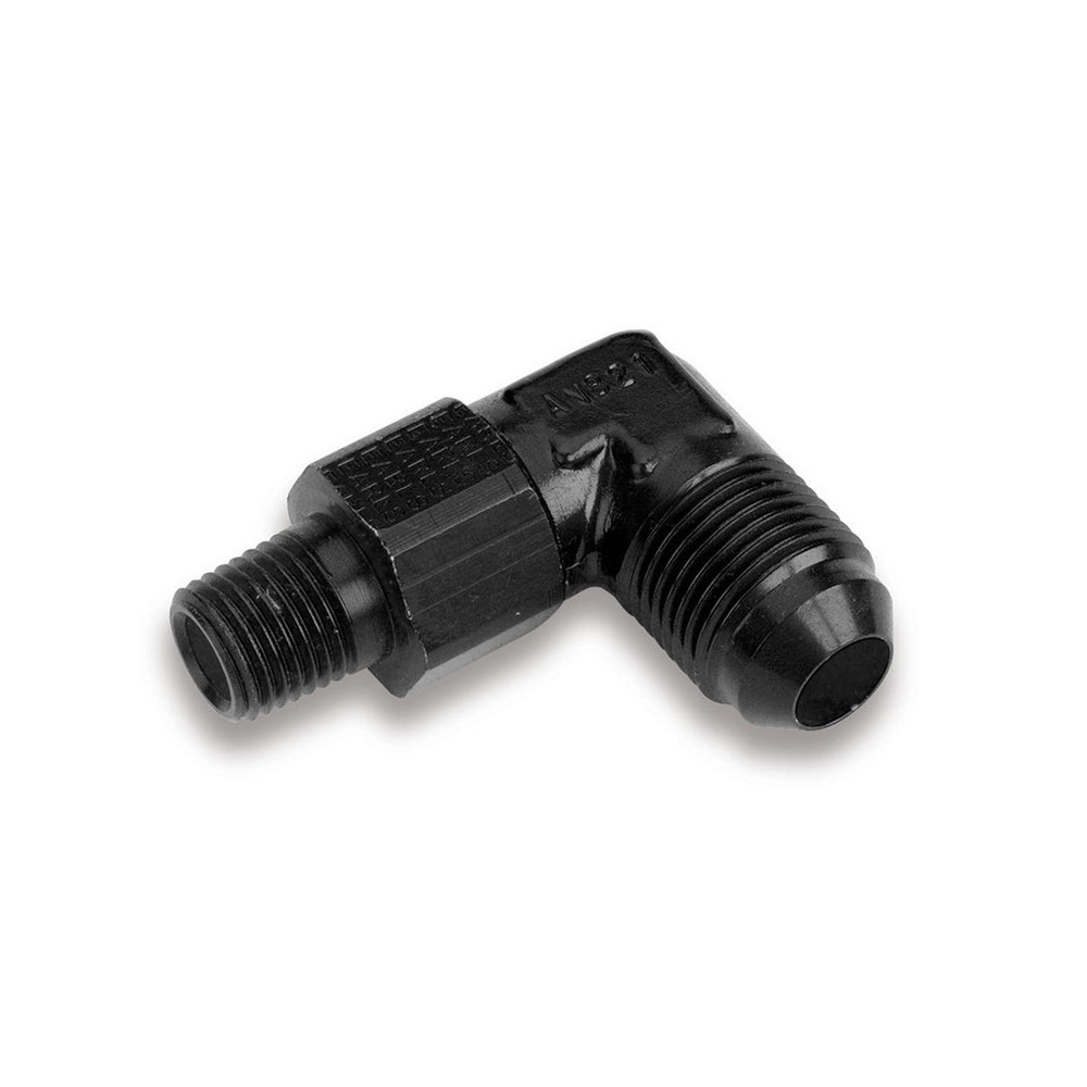 BLACK 90 DEG -6 MALE-1/4" NPT SWIVEL