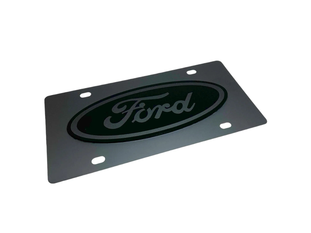 BLK SS PLATE W/ BLK FORD LOGO