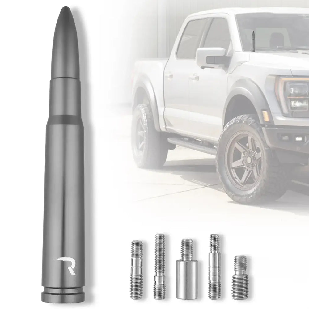 ~(1 lbs. 8X3X2)~ .50 Cal Bullet Shaped Aluminum 5inch Antenna - Universal Fitment Fits All Makes and Models w/ OEM Factory Threaded Anten