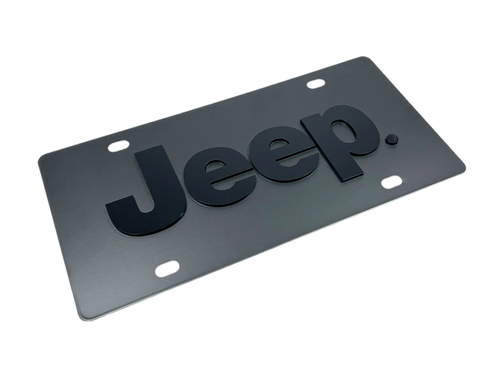 JEEP WORD ONLY BLACK ON STAINLESS PLATE