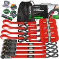 Rhino USA Medium Duty Ratchet Strap Tie-Down 4-Pack (Red)