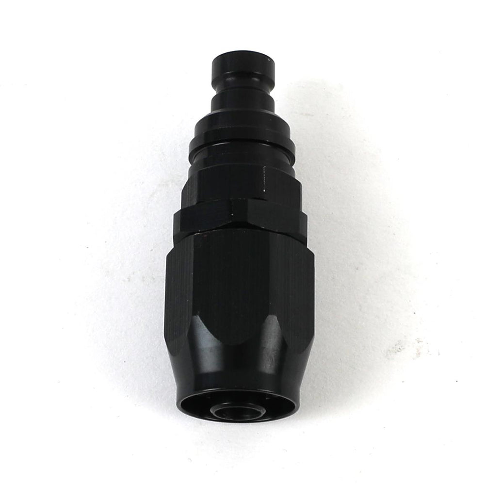 Q/R #6 Str Hose End Plug Valved Black