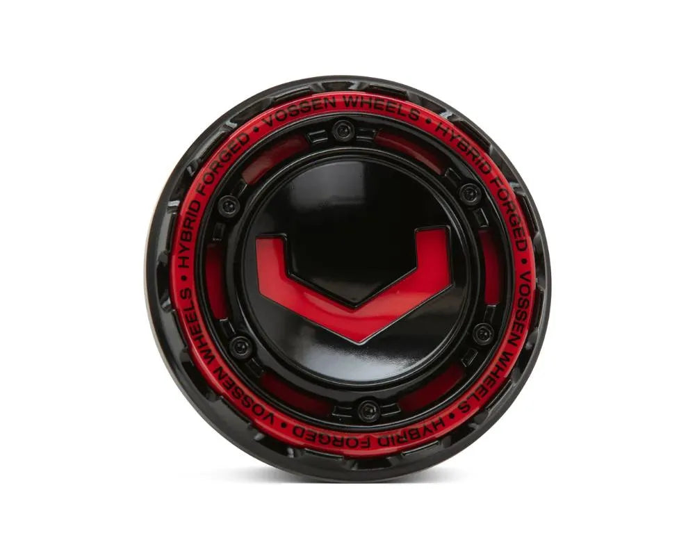 Vossen Billet Modular Cap - Large - Gloss Black w/ Red Insert