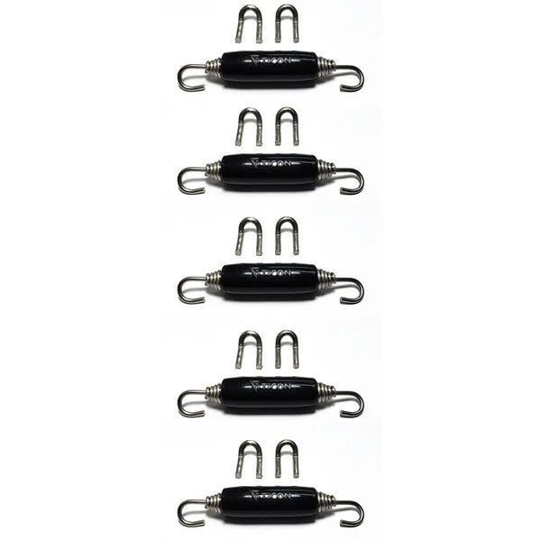 Stainless Bros Spring Tab Kit - 5 Pack SS304 (5 Springs 10 Hooks and 5 Black Silicone Sleeves)