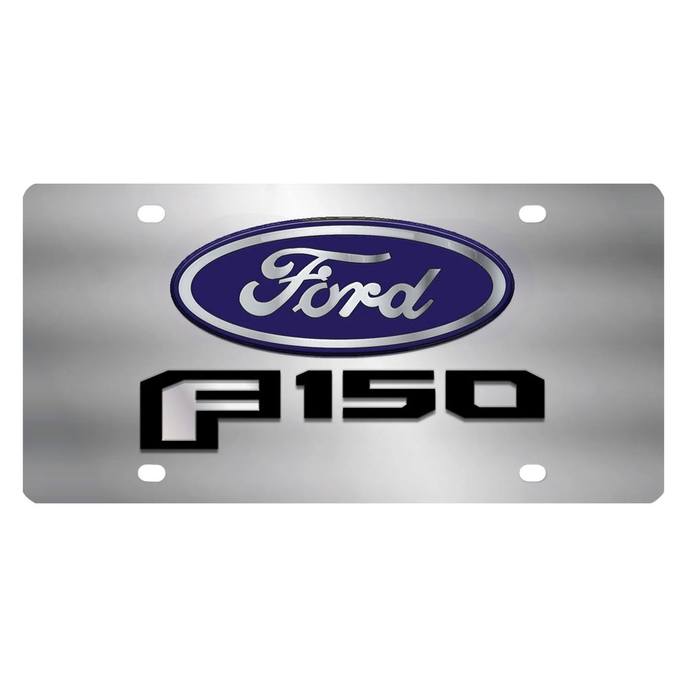 15C F150 BADGE ONLY BLACK W MIR FILL SS PLATE