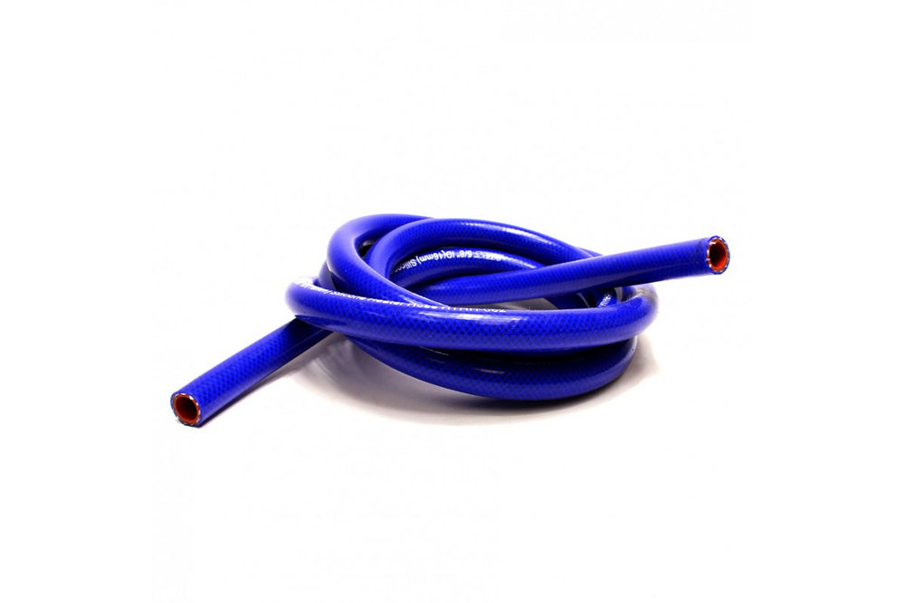 HPS Performance 1/4 ID blue high temp reinforced silicone heater hose 10 feet roll Max Working Pressure 85 psi Max Temperature Rating: 350F Bend Radius: 1
