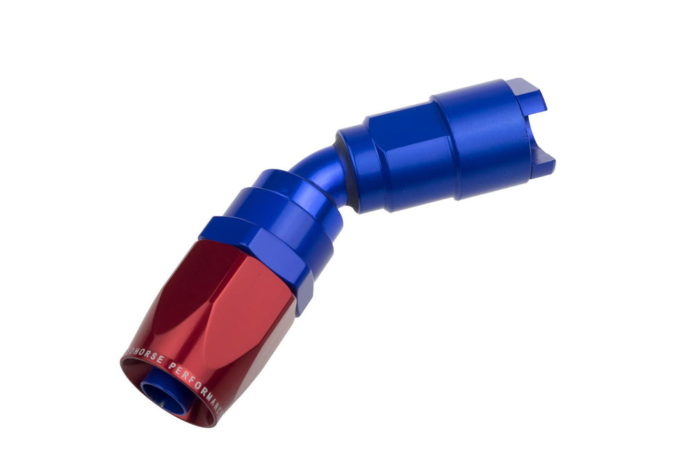 06 TO 5/16 SAE QUICK DISCONNECT FEMALE 45 DEG RED/BLUE