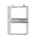 8182 C10 HEADLIGHT BEZEL DUAL RECTANGLE LH CHROME W/ ARGENT GREY INTERIOR