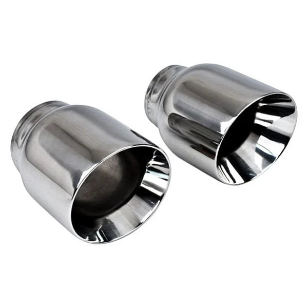 SINGLE WALL SQUARE ROLLED SLANT DRIVER SIDE/LEFT SS EXHAUST TIP 2.25IN ID / 5INX