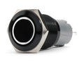 19MM 2POSITION 12V ON/OFF PREWIRED SWITCH W/WHITE LED & BLACK FLUSH MOUNT FINI