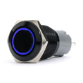 19MM 2POSITION 12V ON/OFF PREWIRED SWITCH W/RED LED & BLACK FLUSH MOUNT FINISH
