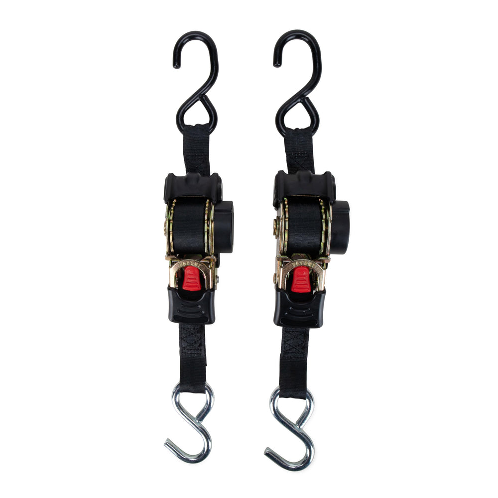 TIE DOWN STRAPS 1IN WIDTH RETRACTABLE 6FT DUAL HOOKS (E/F)