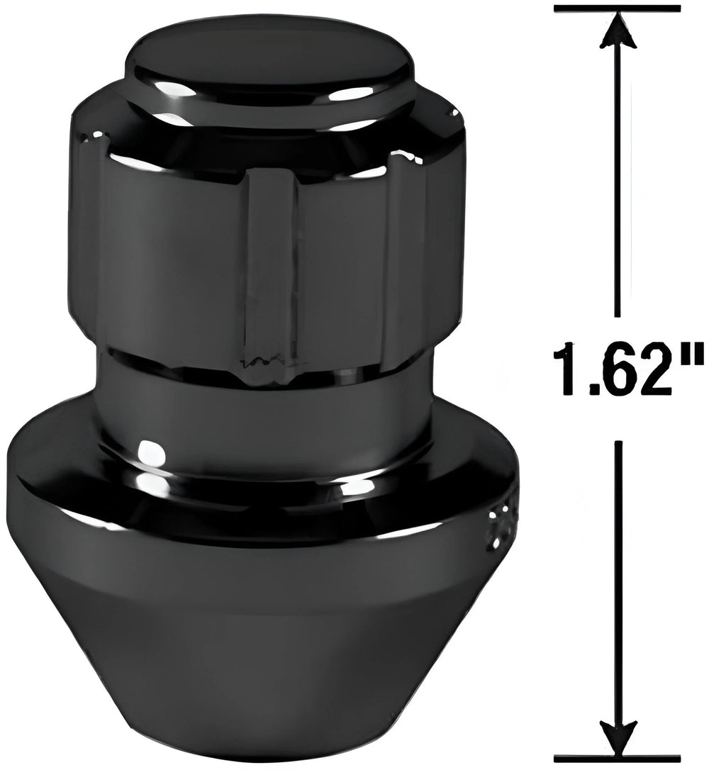 CHROME LUG NUT AND LOCK SYSTEM ACORN BULGE SEAT OPEN END 14MM X 1.50