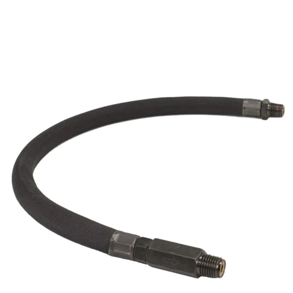 8IN STAINLESS STEEL BRAIDED LEADER HOSE W/BLACK SLEEVE(3/8IN M TO 3/8IN M NPT SWIVEL)