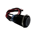 12V 19MM MOMENTARY FUNCTION PREWIRED SWITCH W/WHITE LED & BLACK FLUSH MOUNT FIN