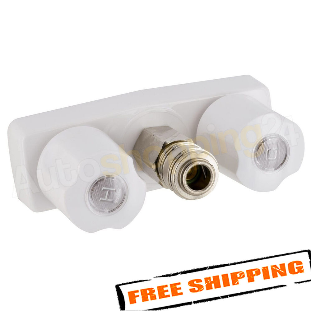 FAUCET W/ QUICK CONNECT 33/8IN 2 KNOB PLASTIC WHITE