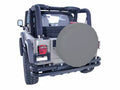 This gray tire cover from Rugged Ridge fits 30-32 inch spare tires.