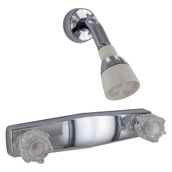 SHOWER VALVE SHOWER HEAD KIT 8IN 2 KNOB PLASTIC/BRASS CHROME
