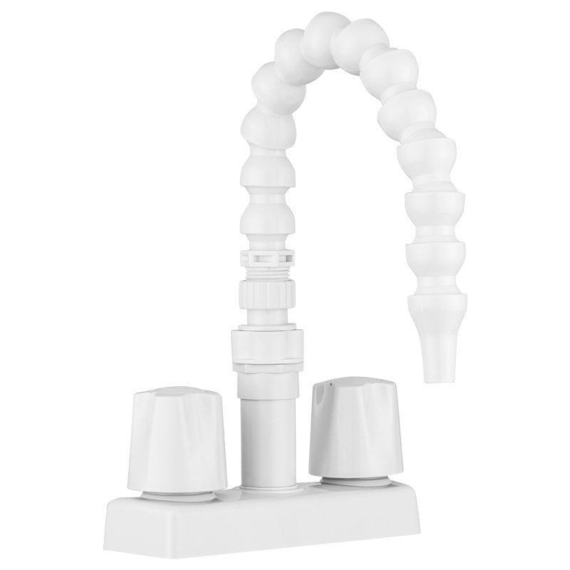 RV EXTERIOR QUICK CONNECT FAUCET WITH FLEXIBLE SPOUT WHITE