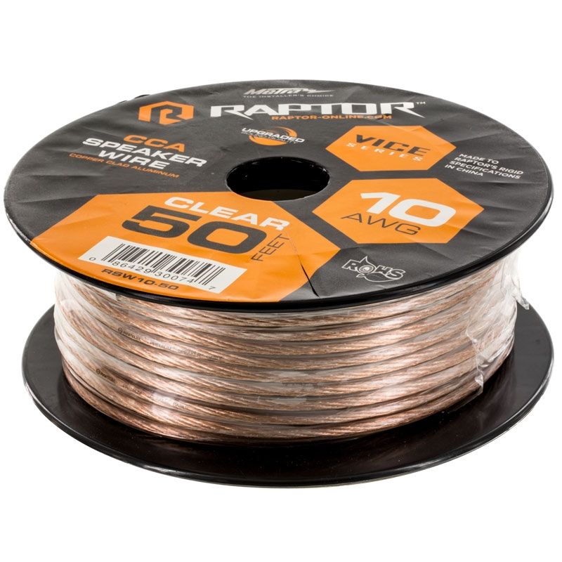 SPEAKER WIRE 10GA CLEAR 50FT - VICE SERIES
