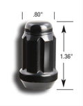 12MM X 1.50 4 LUG KIT SMALL DIAMETER BLACK CHROME (LUGS & KEY)