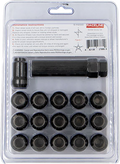 Raceline Spline Lug Nut Kit with Spline Key 1/2in-20 - 16 Pack - Black