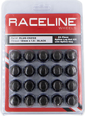 Raceline Spline Lug Nut Kit with Spline Key 12 x 1.5 - 20 Pack - Black