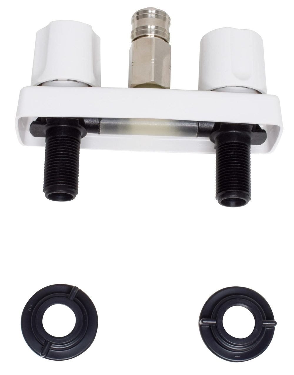 FAUCET W/ QUICK CONNECT 4IN 2 KNOB PLASTIC WHITE