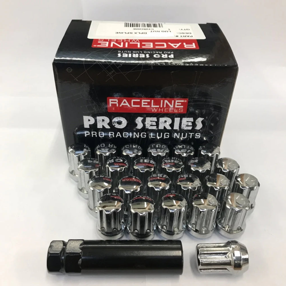 Raceline 9/16in Spline Chrome Lug Nuts (24 pack)
